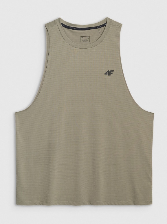 Męski tank top treninowy 4F 4FWAW25TFSLM554 - oliwkowy