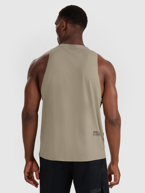 Męski tank top treninowy 4F 4FWAW25TFSLM554 - oliwkowy
