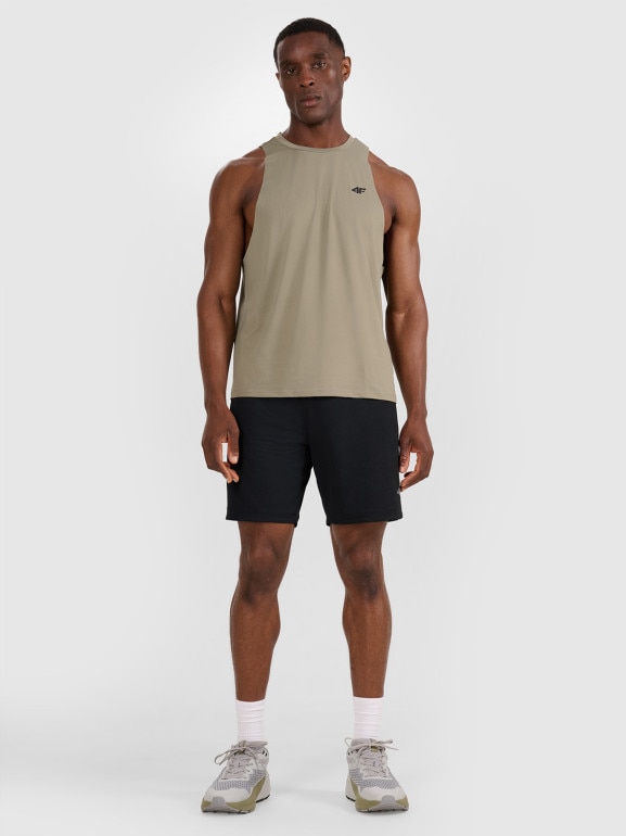 Męski tank top treninowy 4F 4FWAW25TFSLM554 - oliwkowy