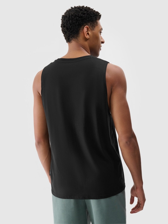 Męski top z nadrukiem 4F 4FRSS24TSLEM212 - czarny