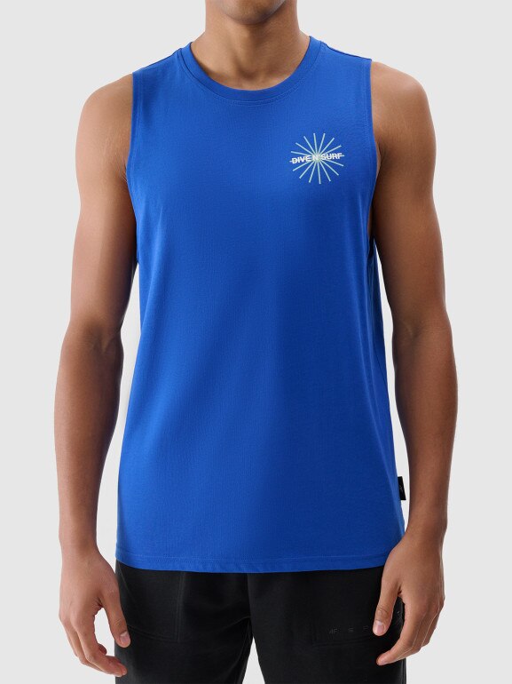 Męski top z nadrukiem 4F 4FRSS24TSLEM212 - niebieski