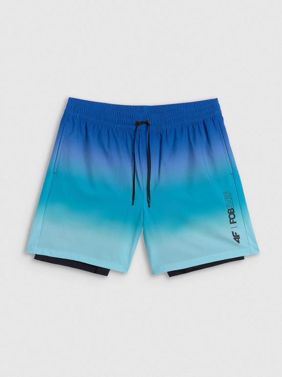 Męskie plażowe boardshorty z filtrem UPF50+ 4F 4FRSS26UBDSM257 - niebieskie