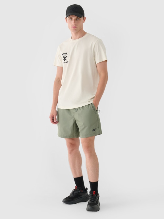 Męskie spodenki casual 4F 4FRSS24TSHOM663 - oliwkowe