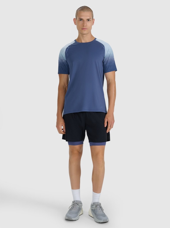 Męskie spodenki do biegania 2w1 4F 4FWAW25TFSHM1029 - czarne