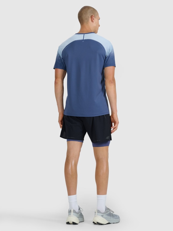 Męskie spodenki do biegania 2w1 4F 4FWAW25TFSHM1029 - czarne