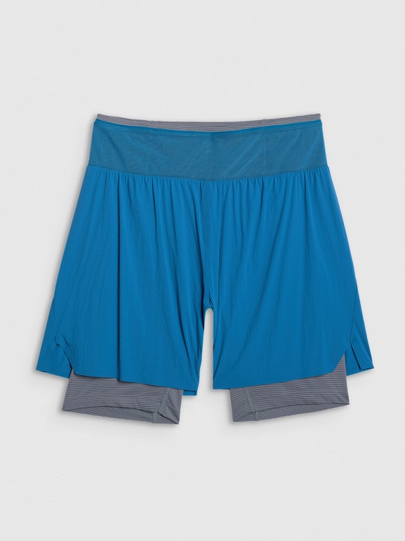 Męskie spodenki do biegania 2w1 4F 4FWAW25TFSHM1029 - niebieskie