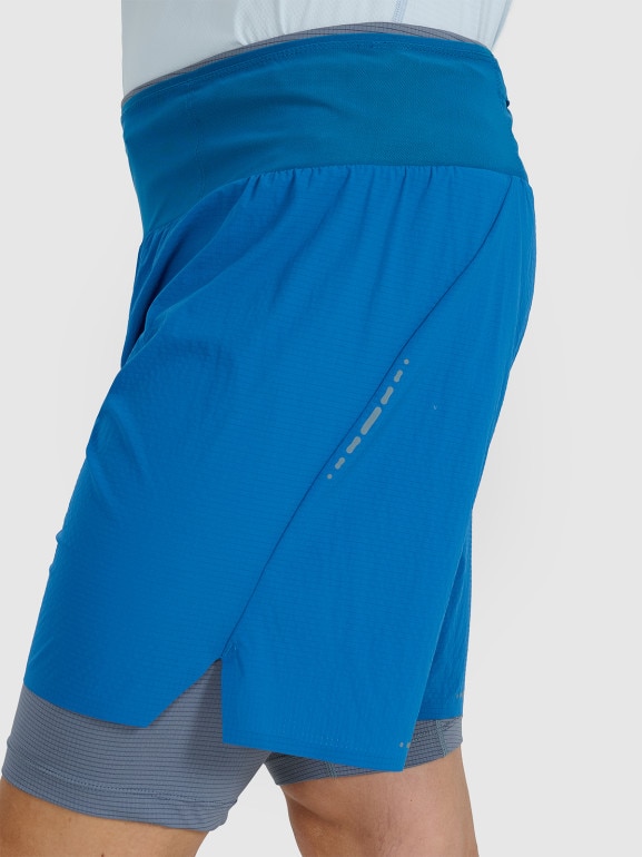 Męskie spodenki do biegania 2w1 4F 4FWAW25TFSHM1029 - niebieskie