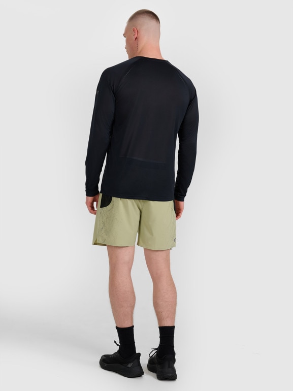 Męskie spodenki do biegania 4F 4FWAW25TFSHM1027 - zielone