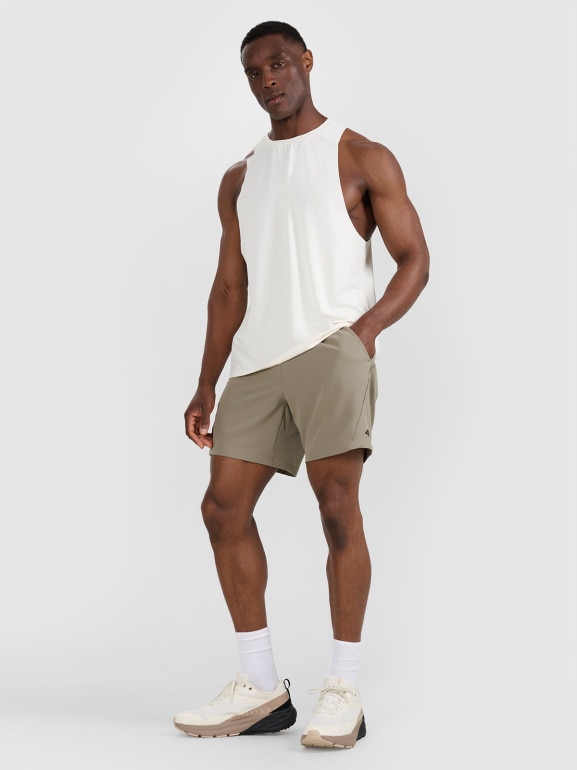 Męskie spodenki treningowe 4F 4FWAW25TFSHM0999 - oliwkowe