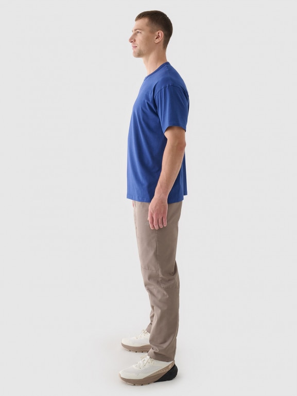 Męskie spodnie casual 4F 4FRAW24TTROM1349 - brązowe