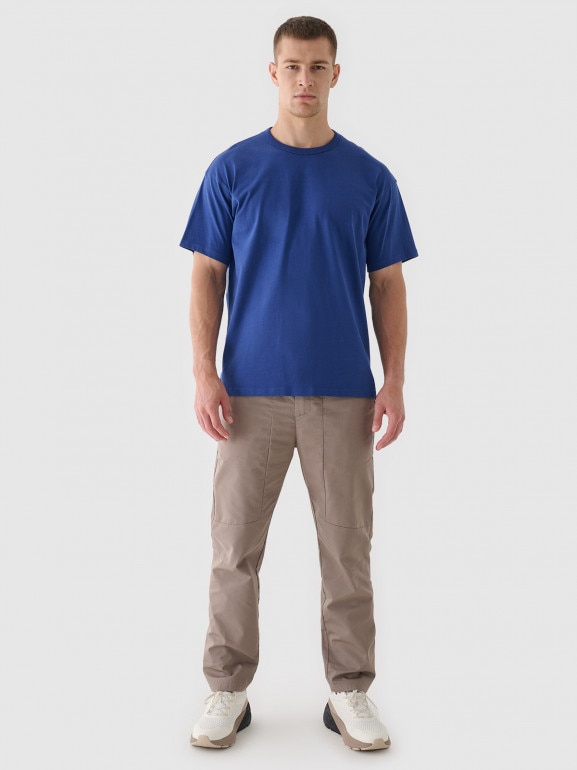 Męskie spodnie casual 4F 4FRAW24TTROM1349 - brązowe