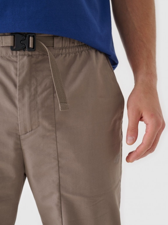 Męskie spodnie casual 4F 4FRAW24TTROM1349 - brązowe