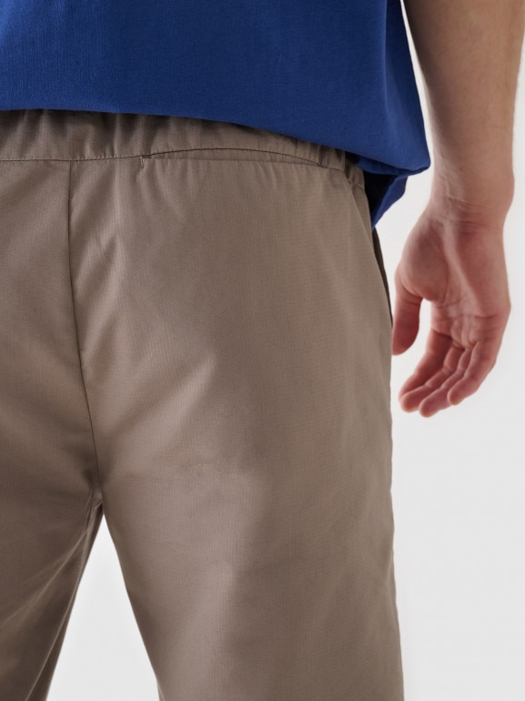 Męskie spodnie casual 4F 4FRAW24TTROM1349 - brązowe