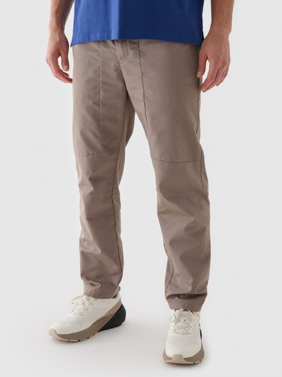 Męskie spodnie casual 4F 4FRAW24TTROM1349 - brązowe