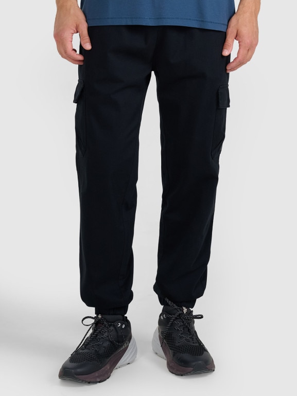 Męskie spodnie casual cargo 4F 4FWAW25TTROM1210 - czarne