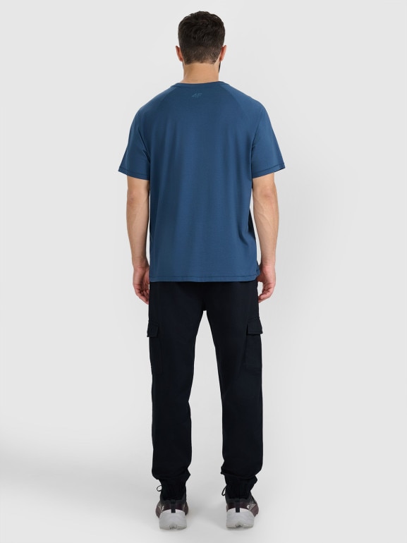 Męskie spodnie casual cargo 4F 4FWAW25TTROM1210 - czarne