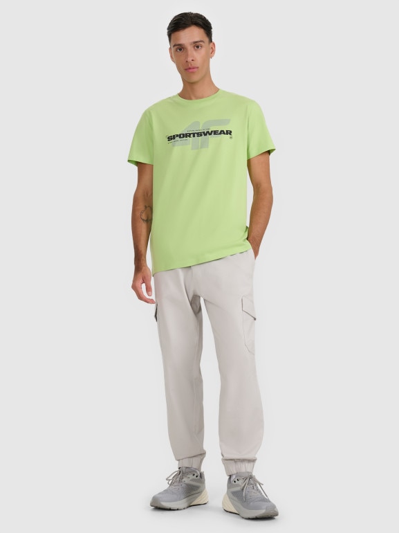 Męskie spodnie casual cargo 4F 4FWAW25TTROM1210 - szare