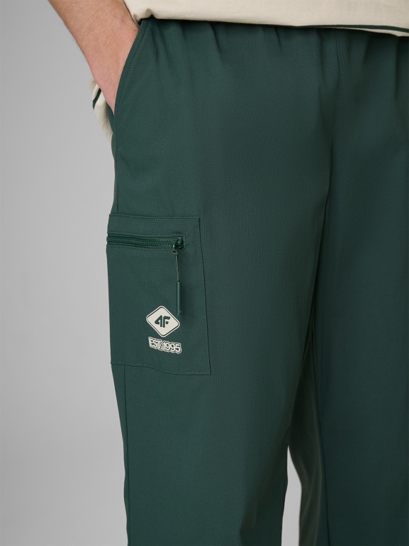 Męskie spodnie casual joggery 4F 4FRSS26TTROM1915 - zielone