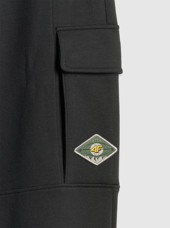 Męskie spodnie dresowe cargo 4F 4FRSS26TTROM1916 - czarne