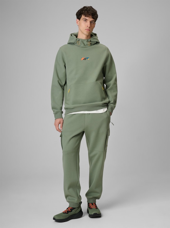 Męskie spodnie dresowe cargo 4F 4FRSS26TTROM1916 - oliwkowy