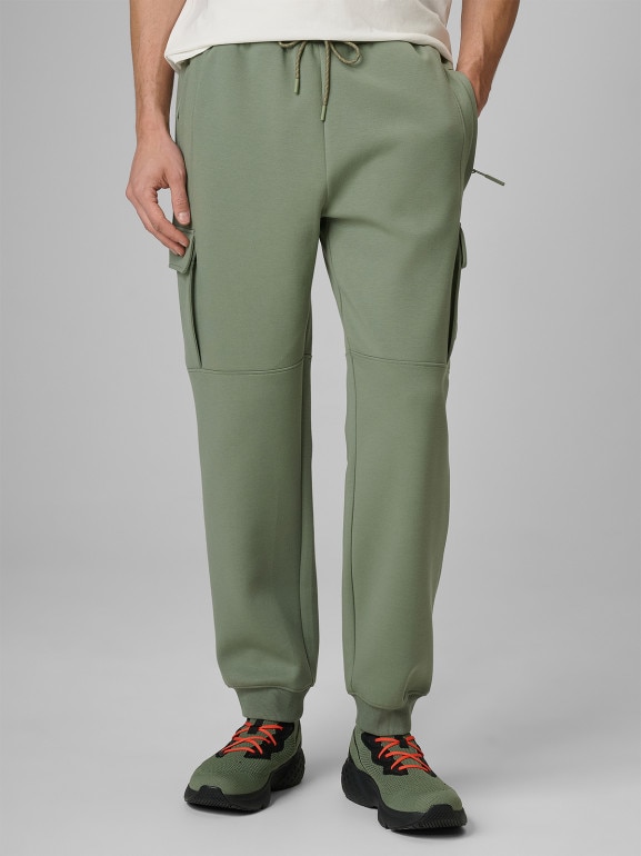 Męskie spodnie dresowe cargo 4F 4FRSS26TTROM1916 - oliwkowy