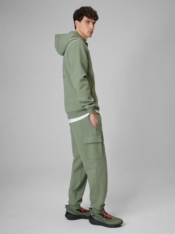 Męskie spodnie dresowe cargo 4F 4FRSS26TTROM1916 - oliwkowy