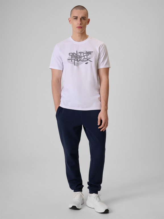 Męskie spodnie dresowe joggery 4F 4FRSS26TTROM1917 - granatowe