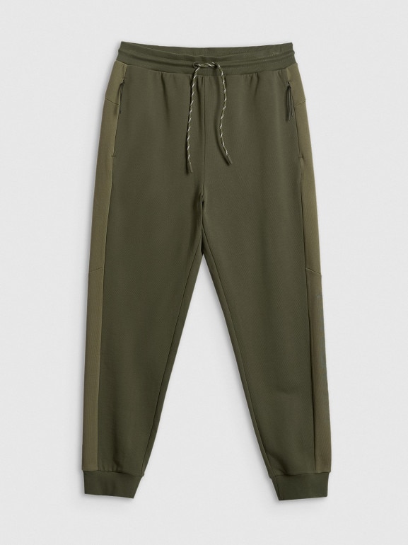 Męskie spodnie dresowe joggery 4F 4FWSS26TTROM1442 - khaki