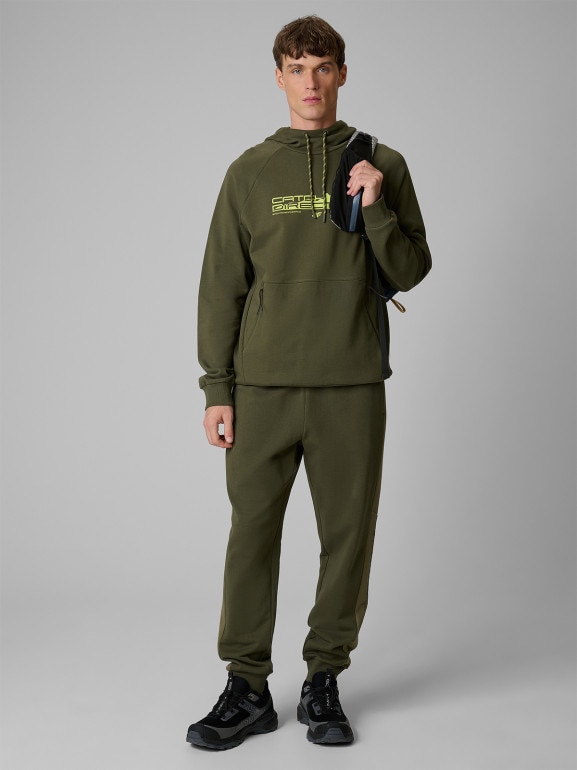 Męskie spodnie dresowe joggery 4F 4FWSS26TTROM1442 - khaki