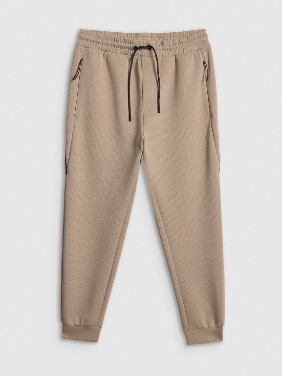 Męskie spodnie dresowe joggery 4F 4FWSS26TTROM1443 - beżowe