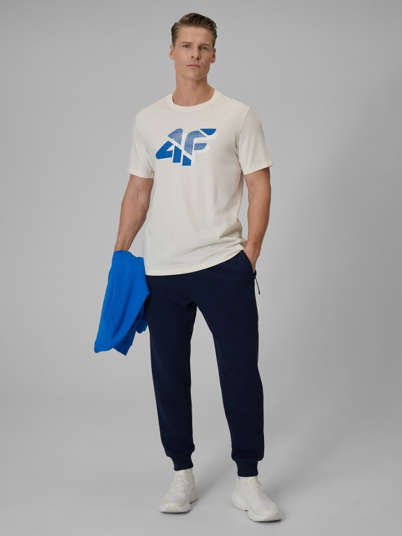 Męskie spodnie dresowe joggery 4F 4FWSS26TTROM1443 - granatowe