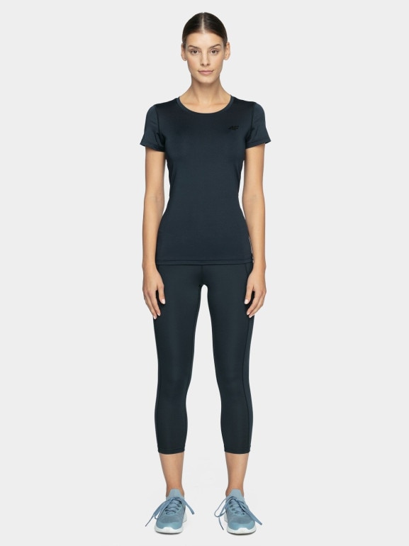 Damskie legginsy treningowe 4F NOSD4-SPDF312 - granatowe