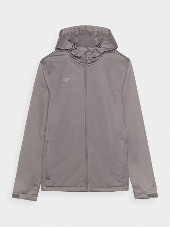Męski softshell wiatroodporny z kapturem 4F NOSH4-SFM001B - szary