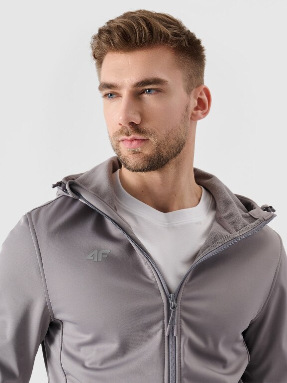 Męski softshell wiatroodporny z kapturem 4F NOSH4-SFM001B - szary