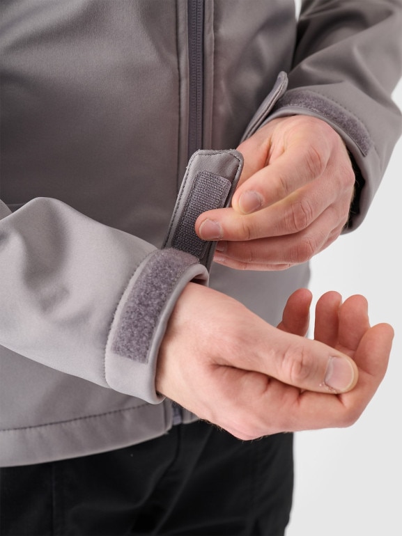 Męski softshell wiatroodporny z kapturem 4F NOSH4-SFM001B - szary