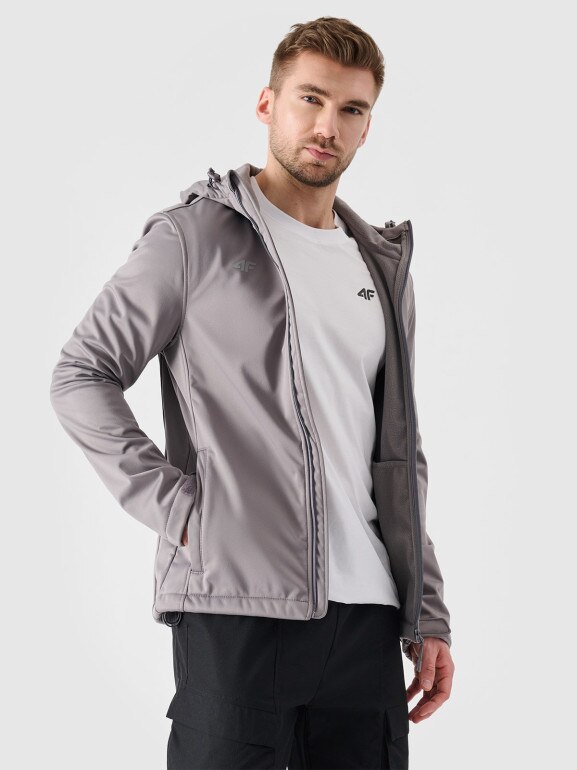 Męski softshell wiatroodporny z kapturem 4F NOSH4-SFM001B - szary