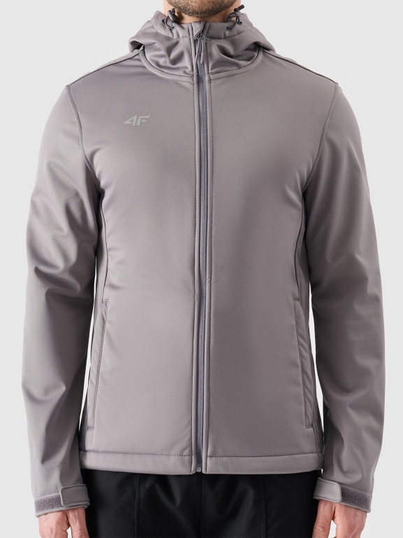 Męski softshell wiatroodporny z kapturem 4F NOSH4-SFM001B - szary