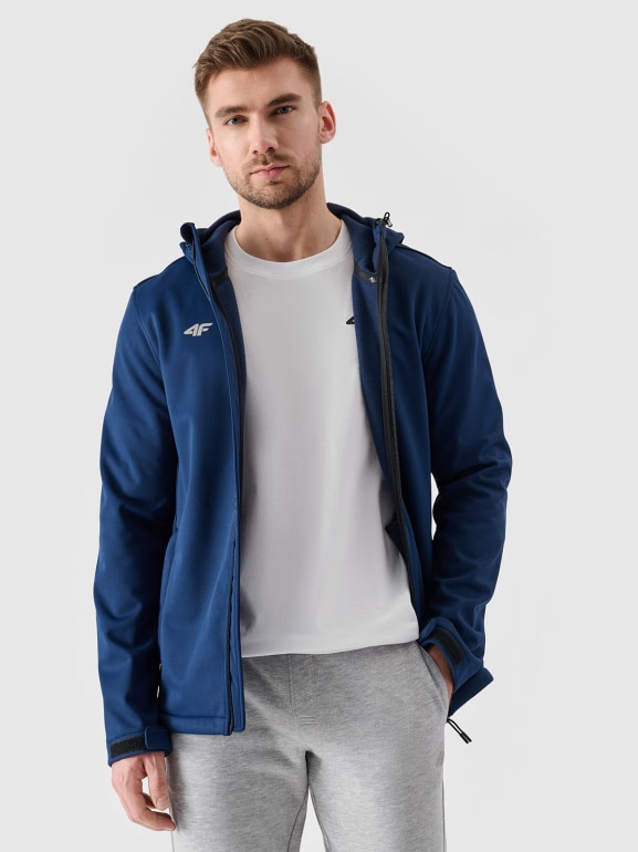 Męska kurtka wiatroodporna softshell 4F NOSH4-SFM001B - granatowa