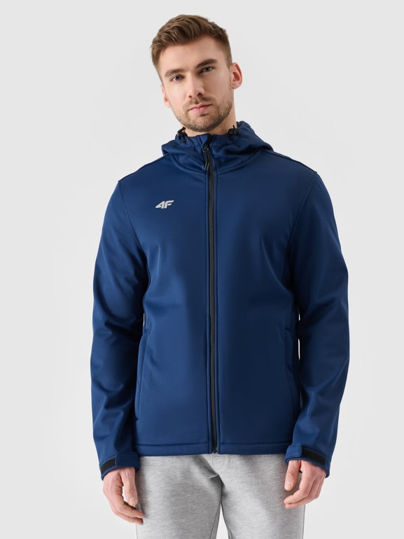 Męska kurtka wiatroodporna softshell 4F NOSH4-SFM001B - granatowa