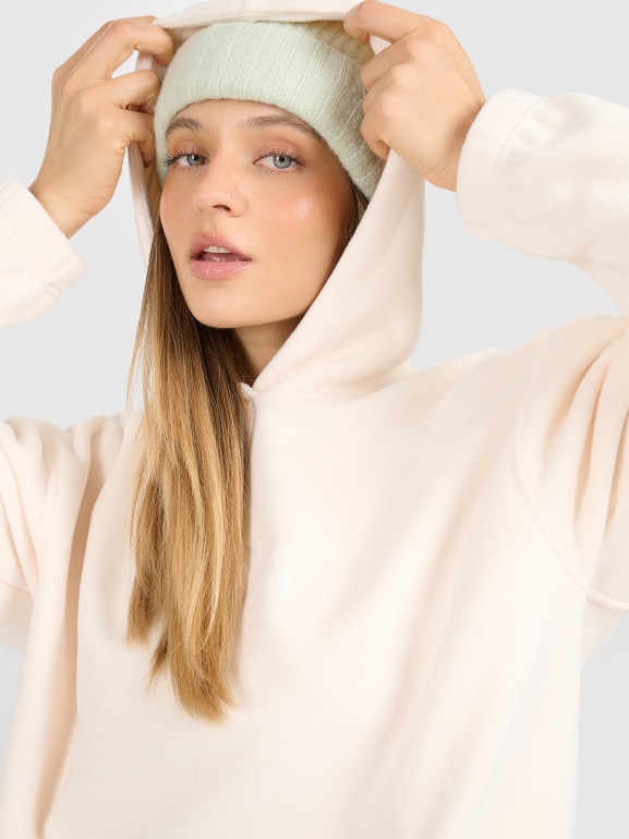 Damski polar z kapturem 4F 4FRAW25TFLEF451 - biały