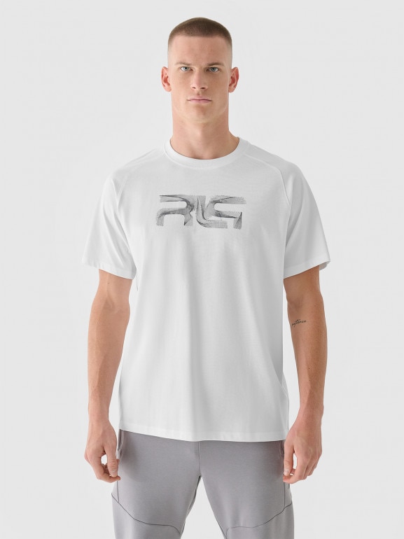 Męski t-shirt z nadrukiem 4F x Robert Lewandowski RL9SAW24TTSHM2189 - biały