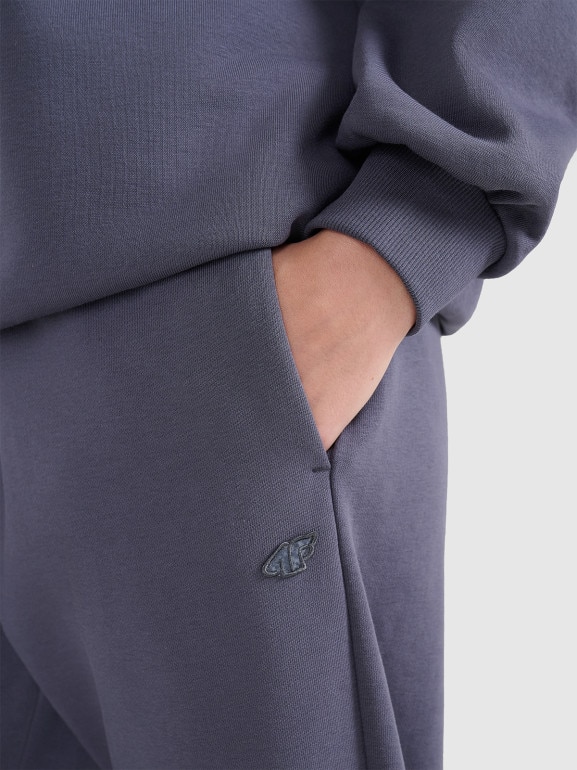 Spodnie dresowe joggery uniseks 4F 4FWSS25TTROU0997 - granatowe