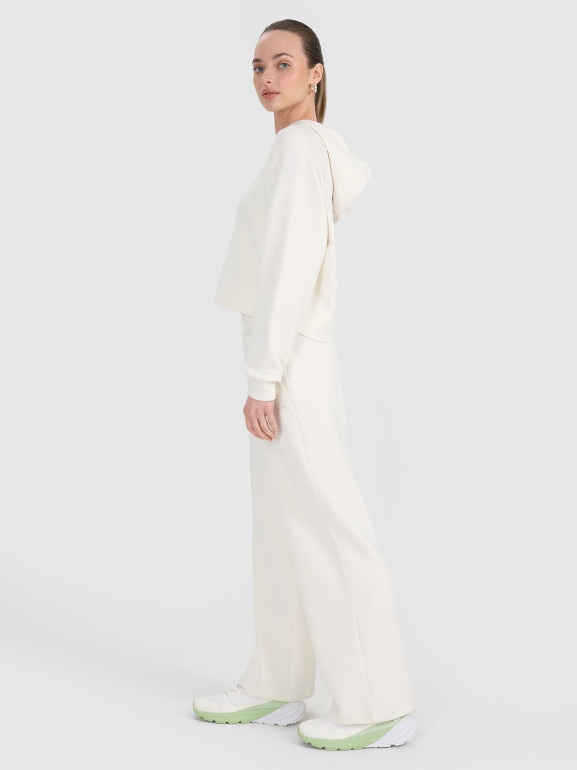 Spodnie dresowe z modalem z szerokimi nogawkami damskie - białe