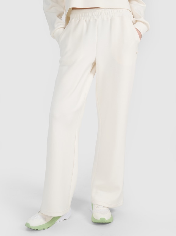 Spodnie dresowe z modalem z szerokimi nogawkami damskie - białe