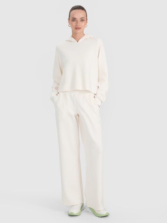 Spodnie dresowe z modalem z szerokimi nogawkami damskie - białe