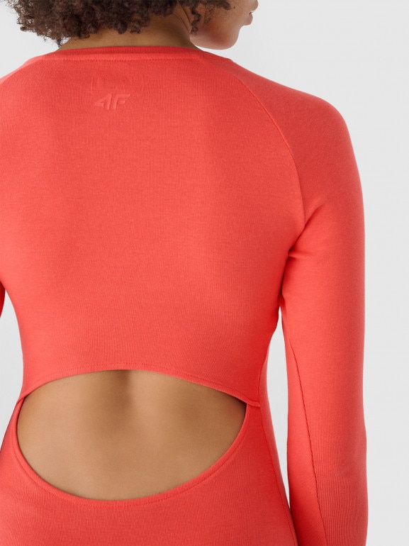 Damska sukienka ołówkowa maxi 4F 4FRAW24TDREF160 - czerwona