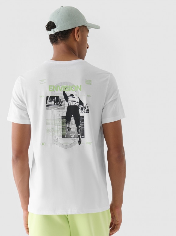 Męski t-shirt z nadrukiem 4F 4FRAW24TTSHM2302 - biały