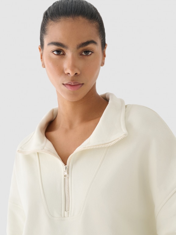 Bluza dresowa nierozpinana damska 4F x Anna Lewandowska 4FALSAW24TSWSF1743 - kremowa