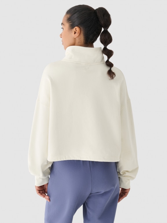 Bluza dresowa nierozpinana damska 4F x Anna Lewandowska 4FALSAW24TSWSF1743 - kremowa