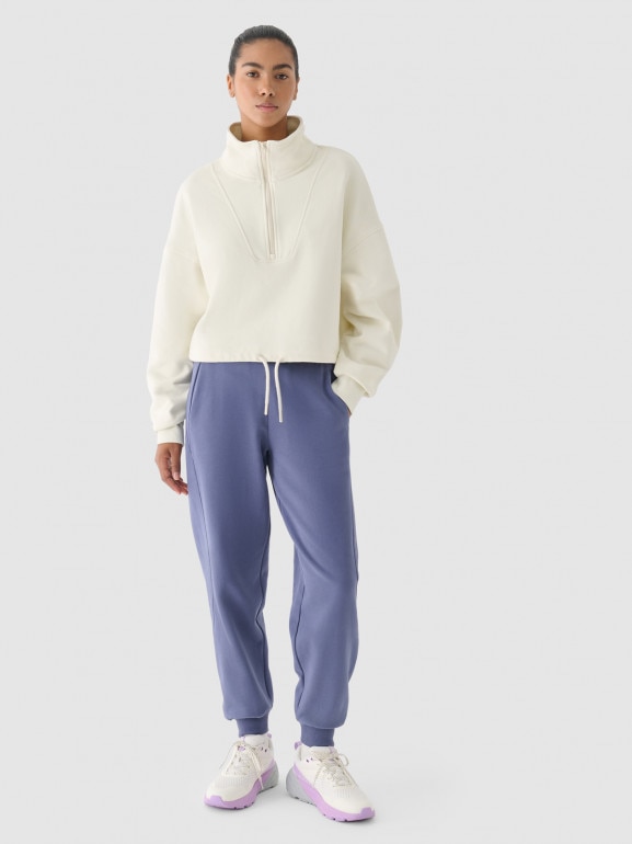 Bluza dresowa nierozpinana damska 4F x Anna Lewandowska 4FALSAW24TSWSF1743 - kremowa